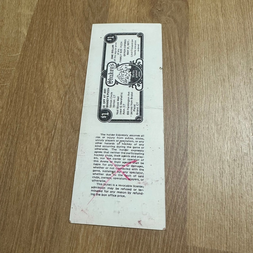 1977 WHA All-Star Game Full Ticket Stub Hartford Civic Center Hull Howe - Picture 2 of 2